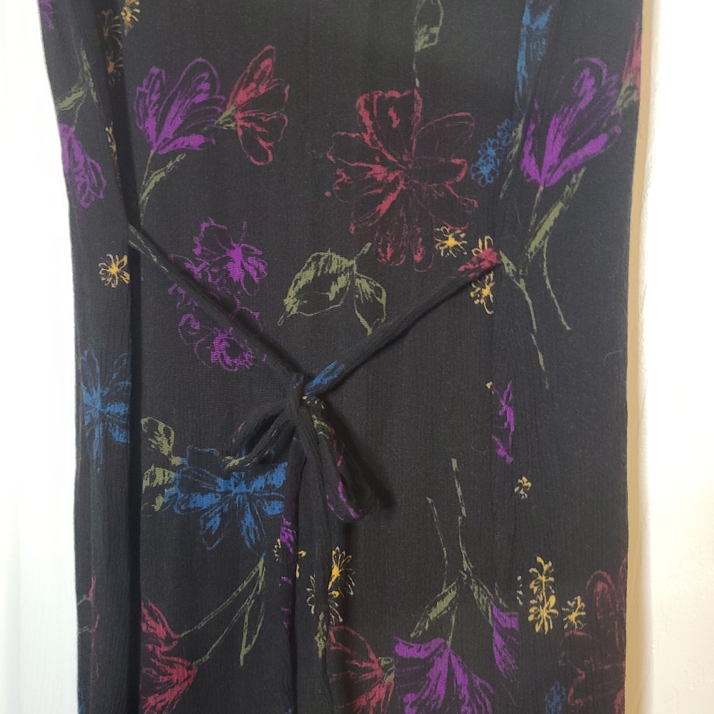Pacific Coast Vintage Rayon Black Floral Maxi Dress - Picture 4 of 5
